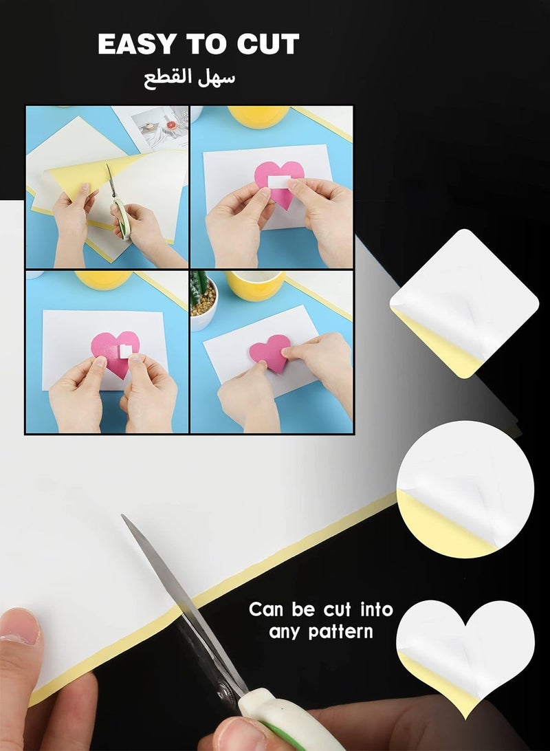 A4 Self-Adhesive Sticker Paper Set – 100 Printable Sheets (50 Matte + 50 Glossy) with Paper Cutter & Protective Cardboard, Compatible with Inkjet & Most Laser Printers, for Labels, Packaging & DIY Crafts (White) - Image 4